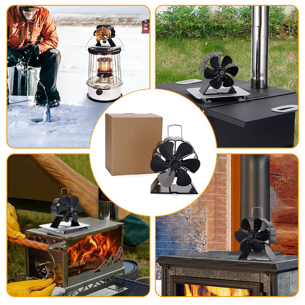Mini 6 Blade Fireplace Fan Ladder Bottom Heat Powered Stove Burner Quiet Home Firewood Heater Efficient Heat Distribution