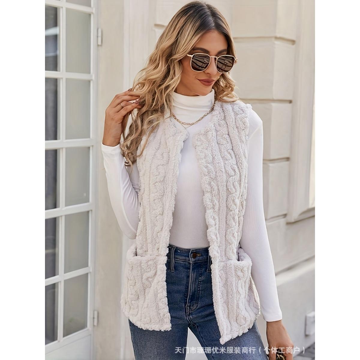 

Новый осенне-зимний жилет с меховой курткой и универсальной курткой, с бретельками на плечах и жилетом из искусственной овечьей шерсти XL белый