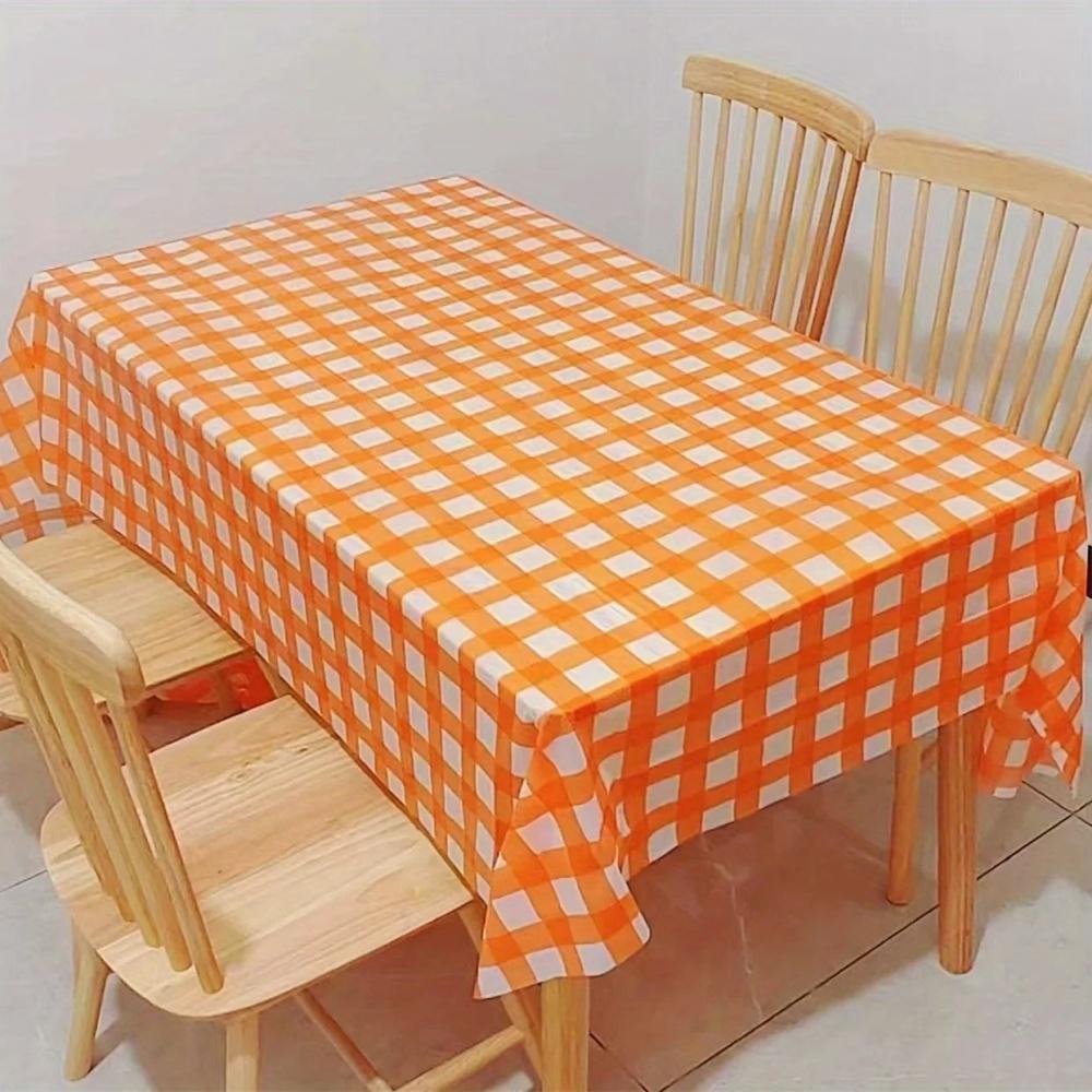 

1/2pcs Disposable Table Cloth Waterproof Plastic Tablecloth, Rectangle Checkered Table Covers for Picnic, Birthday, Part 1pc помаранчевий