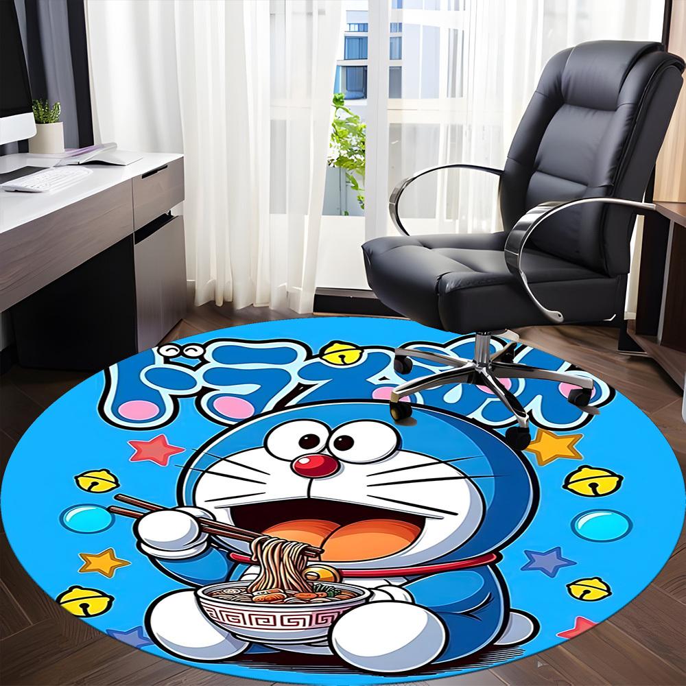 1pcDoraemon Noodles Office Round Area Rug, Indoor Mat Suitable For Office,Bedroom Living Room Home Decor, Room Deco A0928141