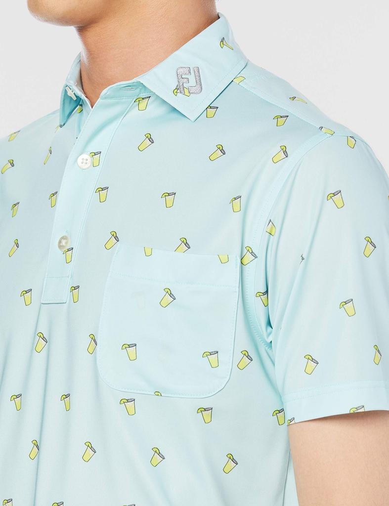 FootJoy Men's Polo Shirt, FJ-S21-S16, Cocktail Print, Ice Blue, Size S