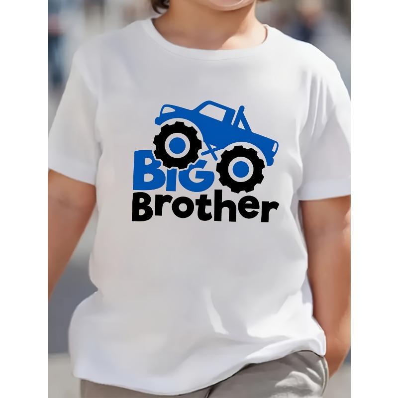 European sizes Brother Casual Short Sleeve Printed Boys T-shirt 98cm белый