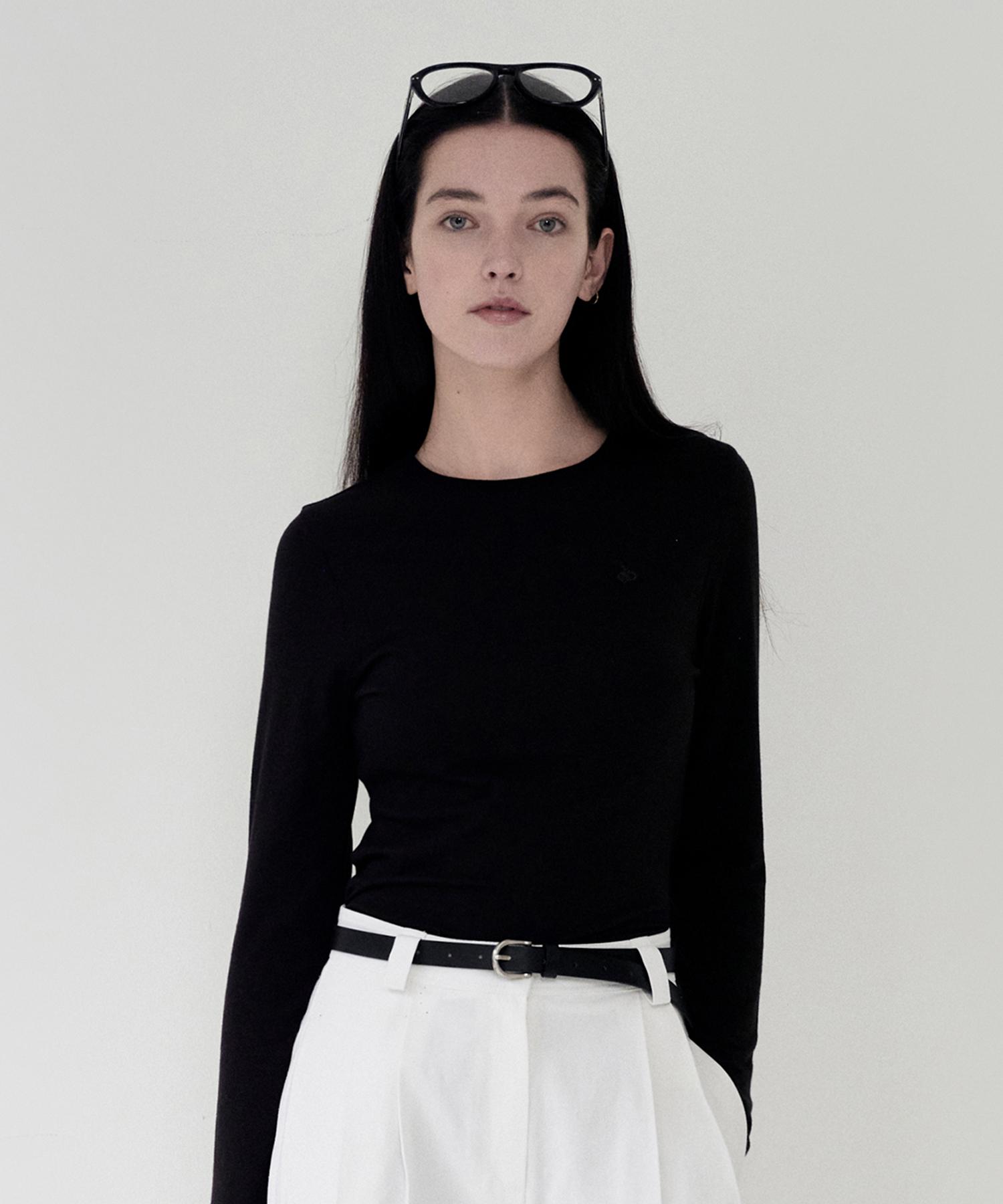 Kirsh Plain Round Fitted T-Shirt [Black] 1