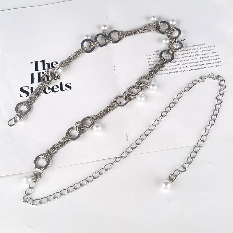 Ladies' Temperament High-End Waist Chain Pearl Women'S Metal Chain With Skirt Dress Sweater Decorative Belt