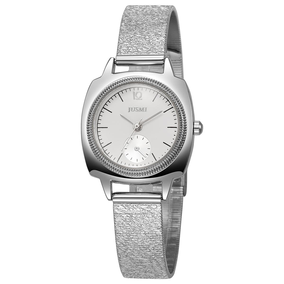 Fashionable and light luxury simple round dial alloy quartz watch for ladies, suitable for daily wear, Christmas gift серебряный