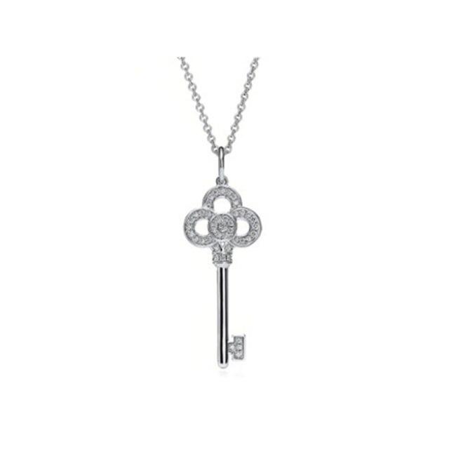 Original Brand Girl Necklace 925 Jewelry Sterling Silver Necklace Ladies Chain Key Short Necklace Pendant