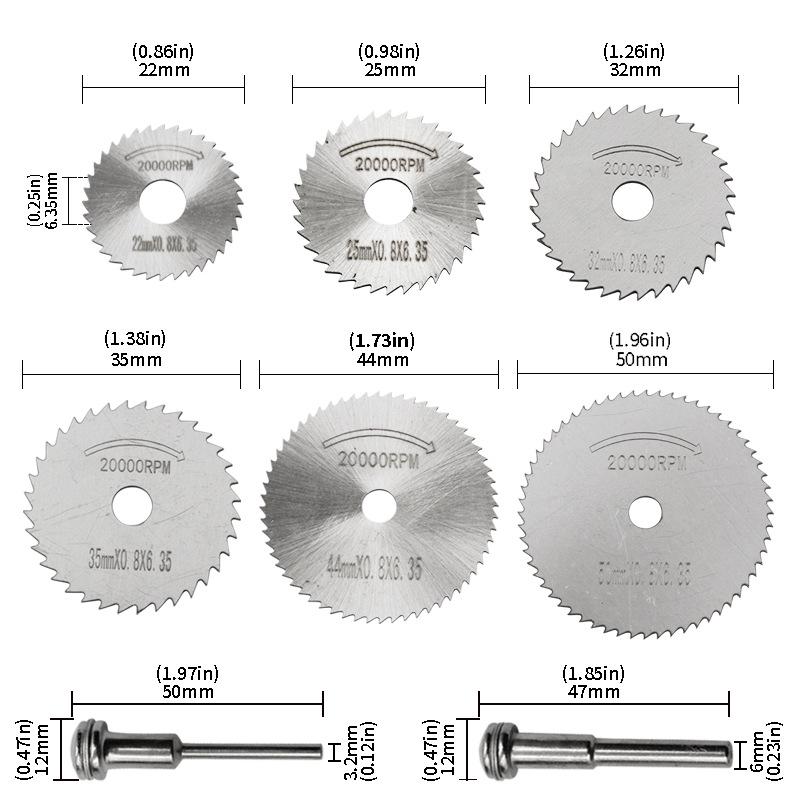 7-częściowy zestaw brzeszczotów ze stali szybkotnącej do drewna, tworzyw sztucznych, miedzi, aluminium i metali miękkich z trzpieniem 6 mm