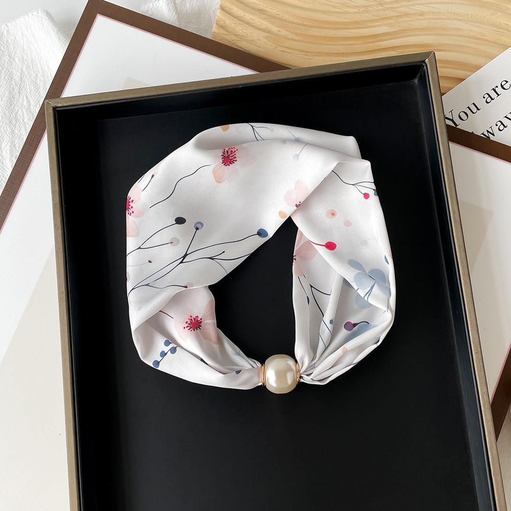 Magnetic Buckle Small Scarf Diamond Studded Magnetic Buckle Scarf Women'S Necklace Headband Scarf Light Luxury Exquisite