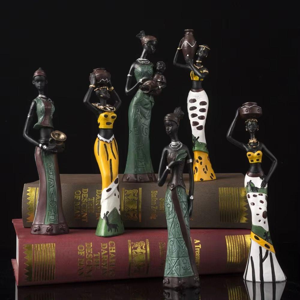 3pcs Figurines African Woman Sculpture Simulated Resin African Women Statue  Kids Birthday Gift