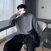 2025 Men's Korean Style High Neck Wool Sweater - Autumn/Winter Knitted Loose Fit