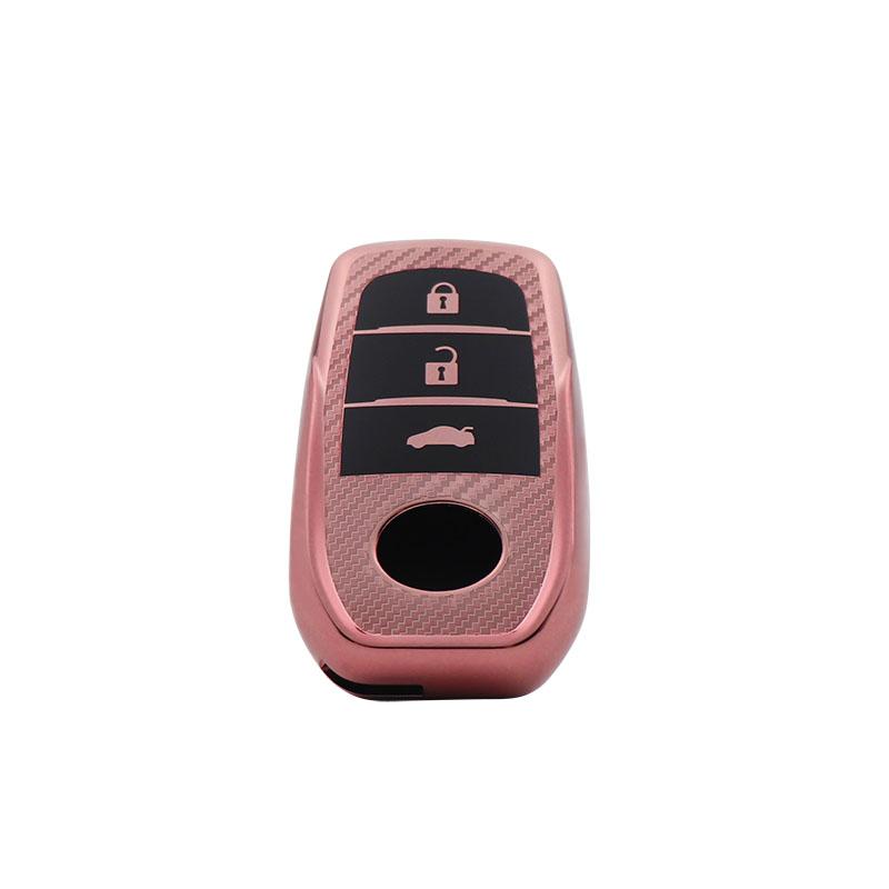 TPU Carbon Fiber Car Remote Key Cover Case Shell Key Fob for Hilux Fortuner Land Cruiser Camry Coralla Crown RAV4 Highland Protector Holder