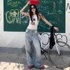 Light Blue High-Waisted Wide-Leg Jeans for Women - Trendy and Slimming Loose-Fit Casual Pants