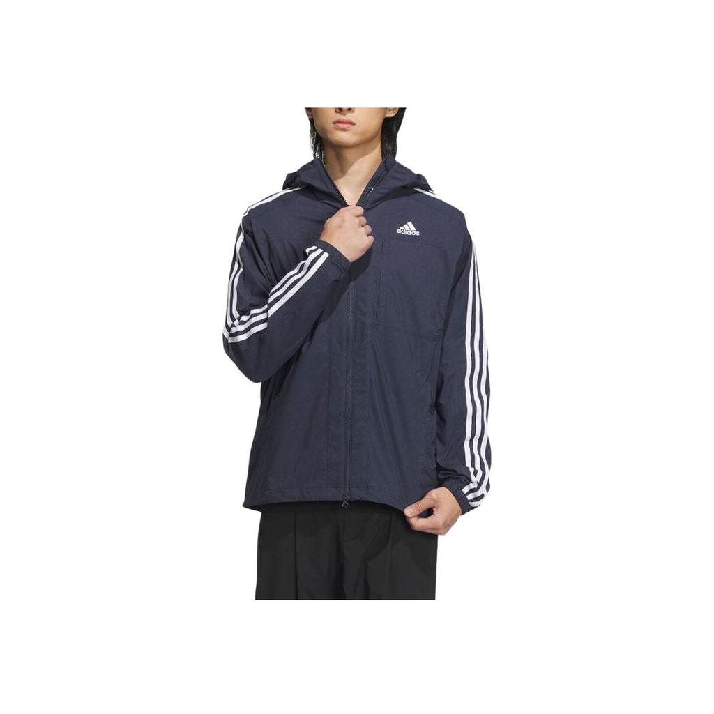 adidas Embroidered Striped Casual Hoodie Men Jacket Legend-Ink IA9389