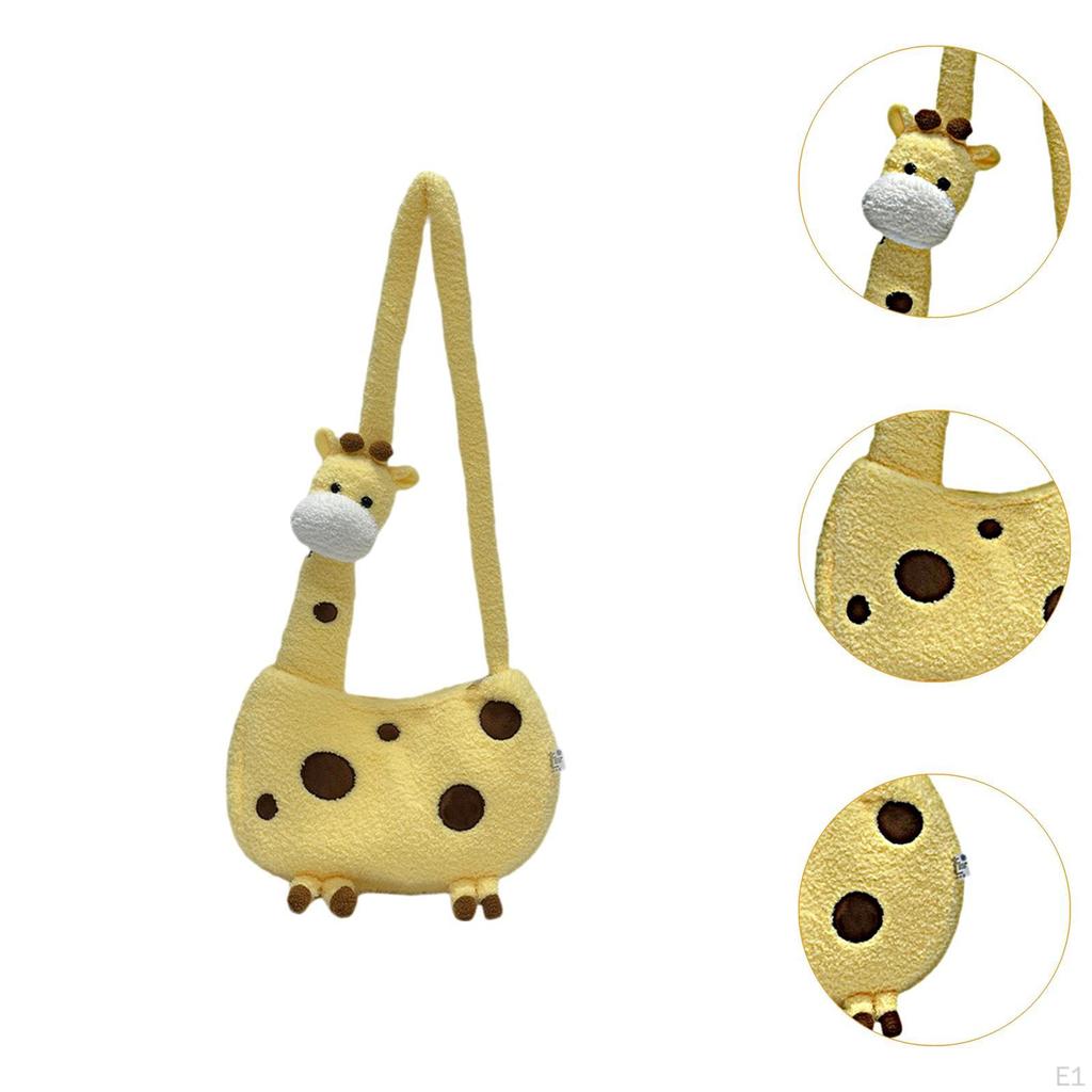 Geantă Crossbody Girafă Desen Animat Plic cu Fermoar Formă Drăguță Portabilă Pluș