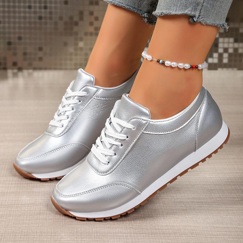Fashion Fashion Gold Silver Platform Sneakers Women Spring Autumn Lace Up Plus Size Casual Sneakers Woman Comfort Non Slip Sport Shoes