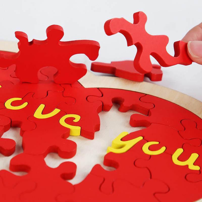 Valentine's Day Heart Shaped Love Puzzle Toy 'I Love You' Block Puzzle DIY Gift for Mother's Day Father's Day Unique Personalize
