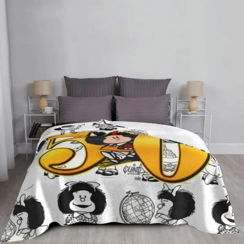 Coperta Mafalda Stampata 3D Morbido Pile di Flanella Calda Cartoni Animati Coperte Plaid per Casa Camera da Letto Divano Copriletti
