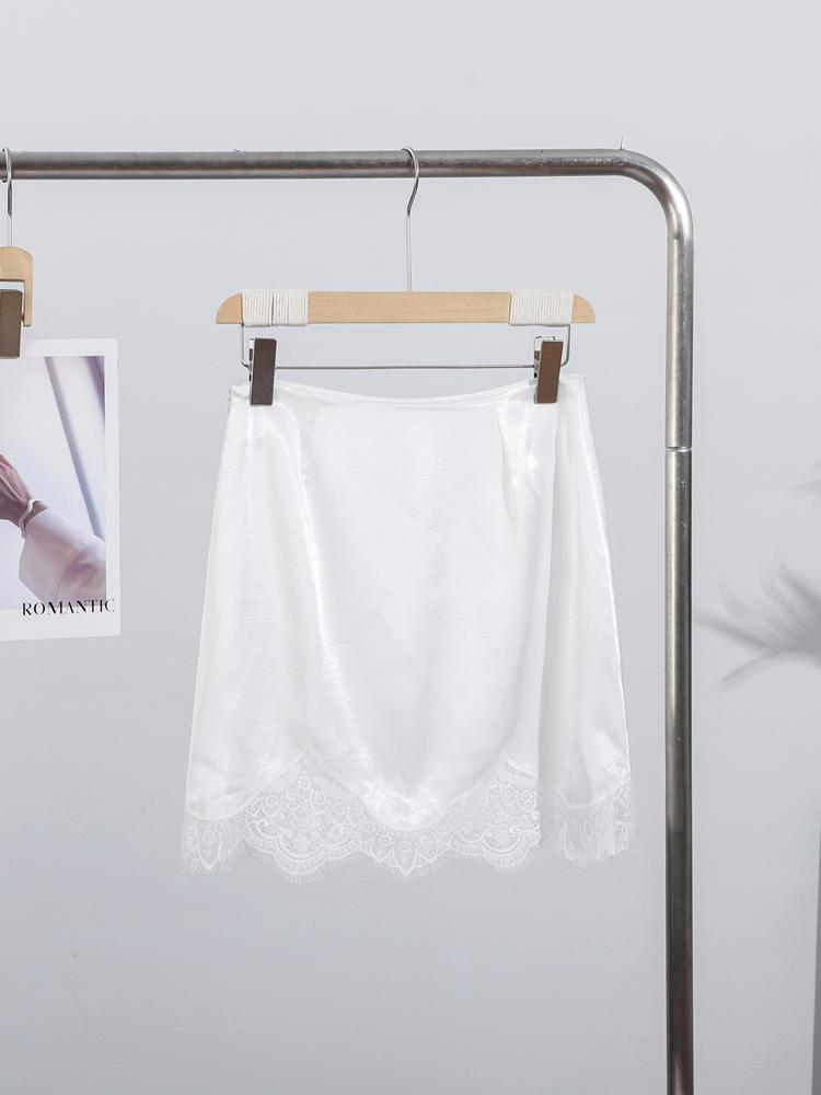 Lace Stitching Short Skirt Ladies Solid Color Short Skirt White Pink Optional All-match Short Skirt That Can Be Worn In All Seasons