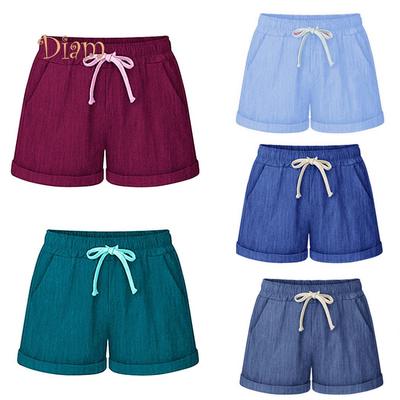 Margot St. Plus Size Casual Women Summer Solid Color Drawstring Shorts Loose Hot Pants