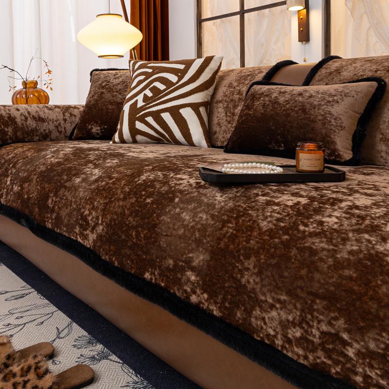 

Мягкие чехлы для диванов, нескользящие, роскошные, диванные подушки для гостиной, элегантные чехлы для диванов в винтажном стиле, универсальные, Four Seasons 70x210cm коричневый