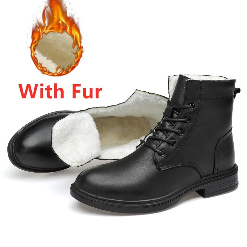 Übergröße 37-47 Naturleder Herrenstiefel Winter Warm Handgefertigt Business Schnee Schuhe Männlich Echtes Leder Luxus Herrenschuhe
