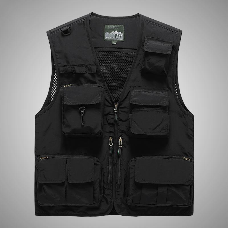 JYN Back Detachable Outdoor Mountain Climbing Utility Working Vest Mesh Photographer Fishing Multi Pocket Vest Men M чёрный