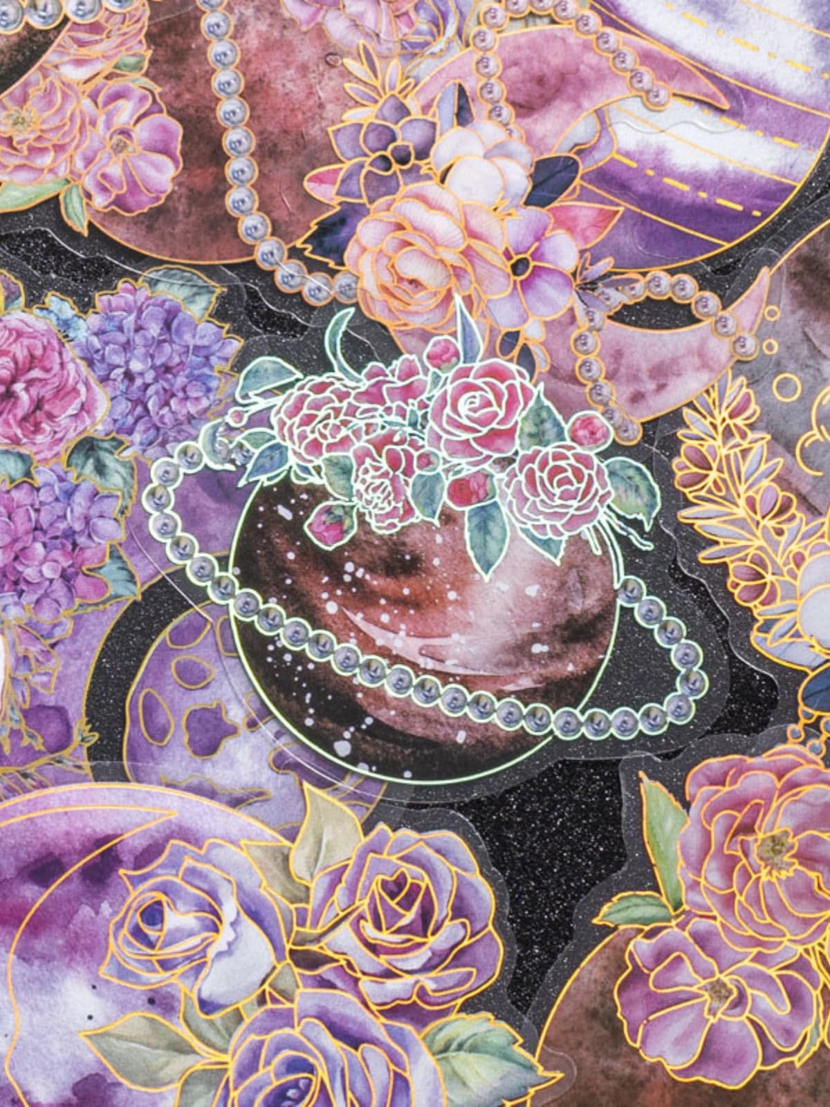 

Кигофора Лунный Блеск Ретро Луна и Цветок Коллаж Большая Вместимость 60 Фольгированный Блестящий Планировщик Ручной Работы Декоративный День Рождения Хранение Поздравительный Фото