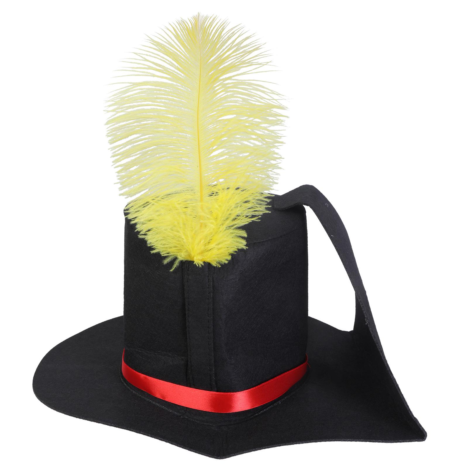 

Trendy Black Holiday Party Hat for Cosplay Masquerades Christmas Celebrations Feathered Detailing for Caroler Snowman 1 чорний