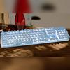 EWEADN Mechanical Gaming Full RGB LED English Compatible with for Office 104 Keys Sky Keyboard, Typewriter-Style Keyboard, Anti-Ghosting,