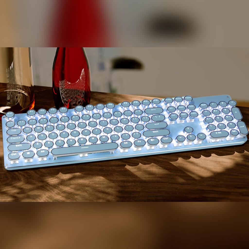 EWEADN Mechanical Gaming Full RGB LED English Compatible with for Office 104 Keys Sky Keyboard, Typewriter-Style Keyboard, Anti-Ghosting,