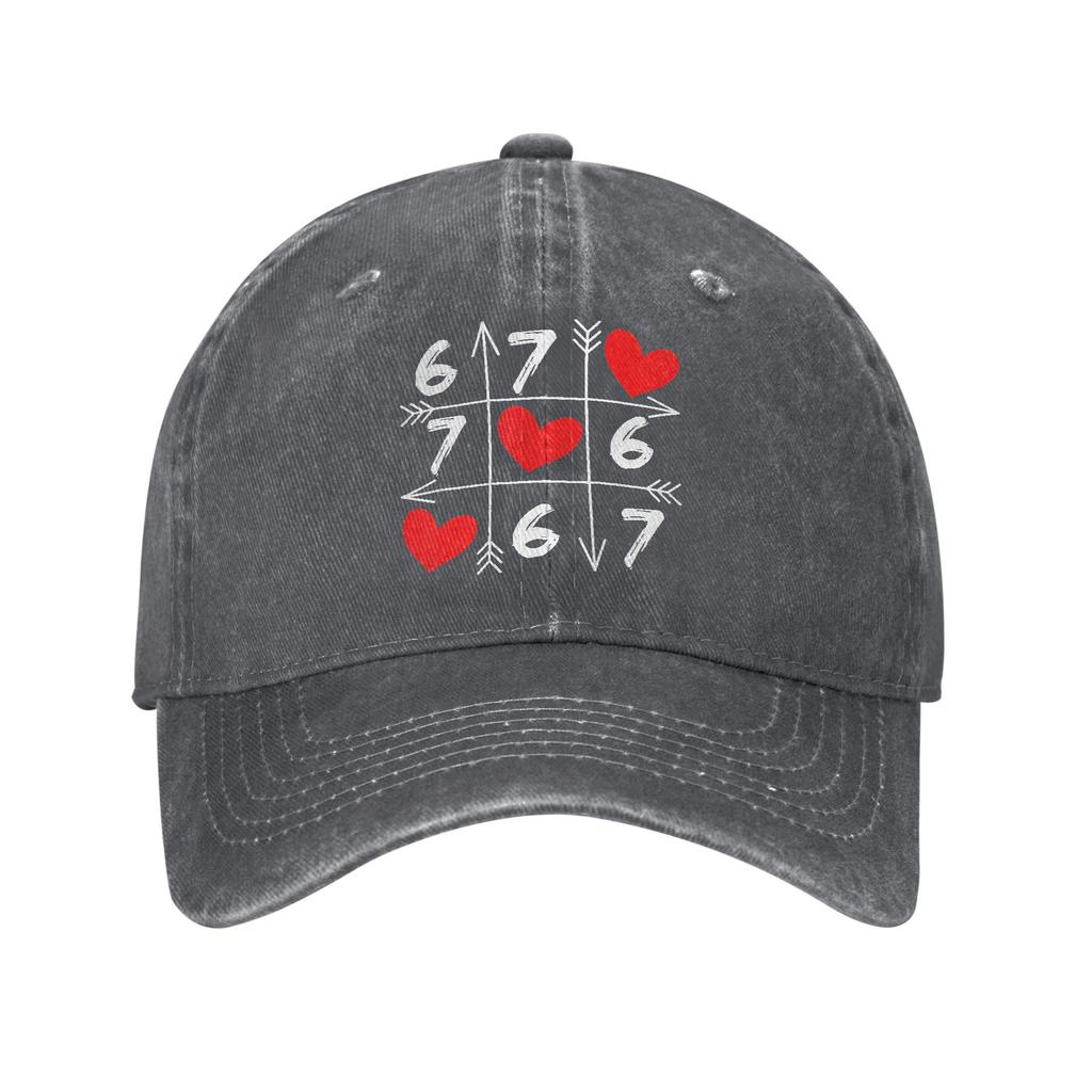Six Seven 67 Meme 6 7 Valentines Day Heart Sun Baseball Cap  Casual Couple Women Washed Sport Baseball Caps Birthday Present
