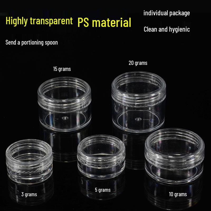 

Cream Jar Plastic Containers – 3, 5, 10, 15, 20g Cosmetic and Eyeshadow Refill Bottles 5g; Black Lid