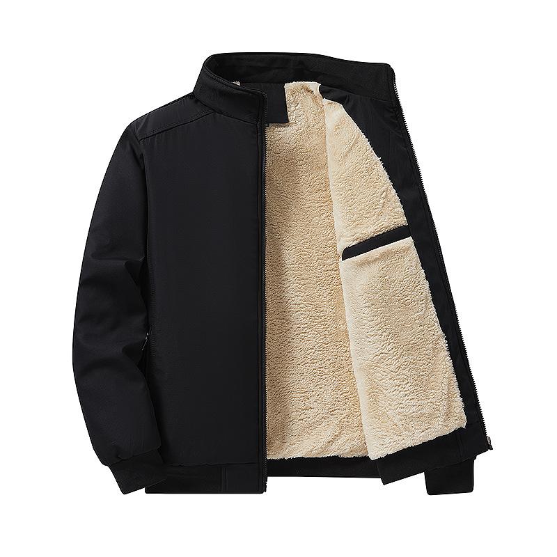 Flight Jacket Cotton-padded Jacket Men's Fleece Warm Down Jacket Fashionable Stand-up Collar Cotton-padded Jacket Plus-size Cotton-padded Jacket