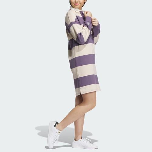 adidas Originals Colorblock Long-Sleeve Sports Dress in Dark Grey and Violet IN1061