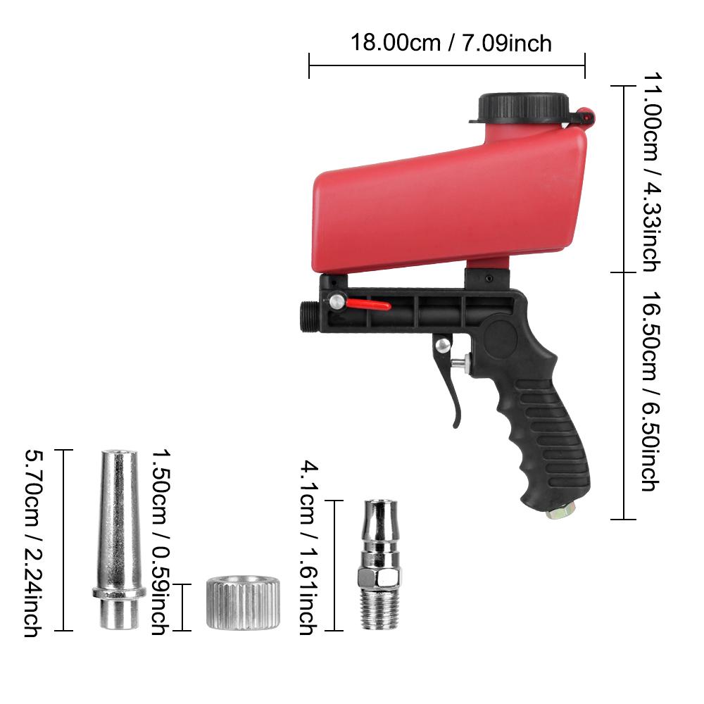Pneumatic Blasting Gun Set Handheld Gravity Sandblasting Gun Rust Blasting Device Adjustable Blasting Machine Pneumatic Sandblasting Set