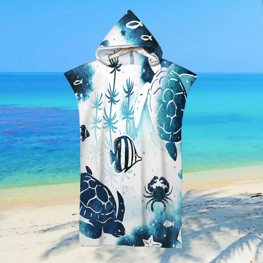 Adult Kids Beach Towel Quick Dry Hooded Cloak Children Women Large Bath Towels Sand Free Poncho Bathrobe For Summer Swim Surf