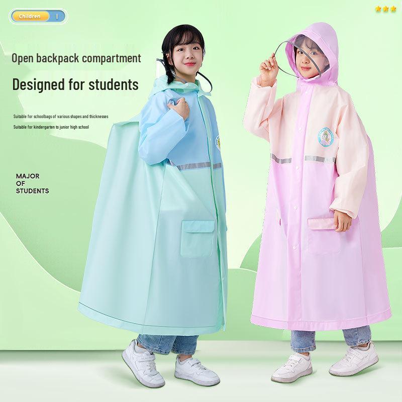 EVA Kinder-Regenmantel mit Rucksackschlitz – Sturmsicherer Poncho für Jungen & Mädchen, Perfekt für Grund- & Sekundarschüler.