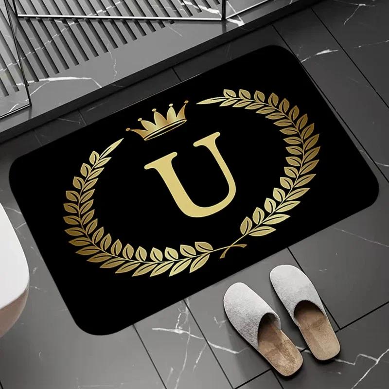 Disney Black Golden Crown Letter Floor Mats Non-slip Kitchen Rug Doormat Entrance Door Home Welcome Carpet Exquisite
