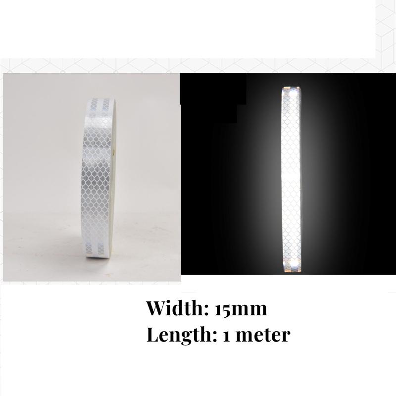 15 mm/30 mm DIY reflekterende klistremerker for biler, motorsykler, elektriske sykler, hjelmer, refleksremser Sikkerhetsadvarsel felgdekaltape