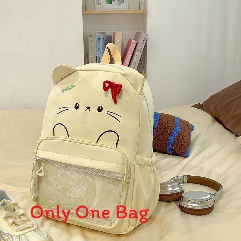 Bow Cute Cartoon Backpack For Teens With Nylon Material For Daily Use