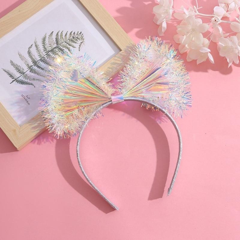Glitter Colorful Film Bowknot Headband for Adult Teen Celebration Party Headwear