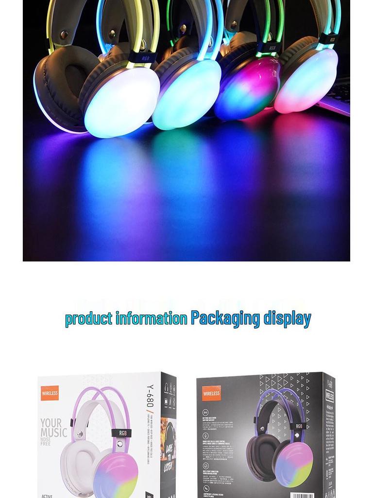 Y680 Bluetooth RGB Color Changing Gaming Headset with Headband - E-sports Style