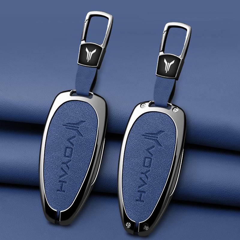 New Model Zinc Alloy Genuine Leather Auto Key Fob Cover Case Housing Remote Fit For Voyah Free I-Land Dreamer - Protector Key Ring Auto Accessories