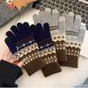 Soft Winter Knitted Gloves Red Women Cycling Mittens All-Match Printed Wool Gloves  Girls