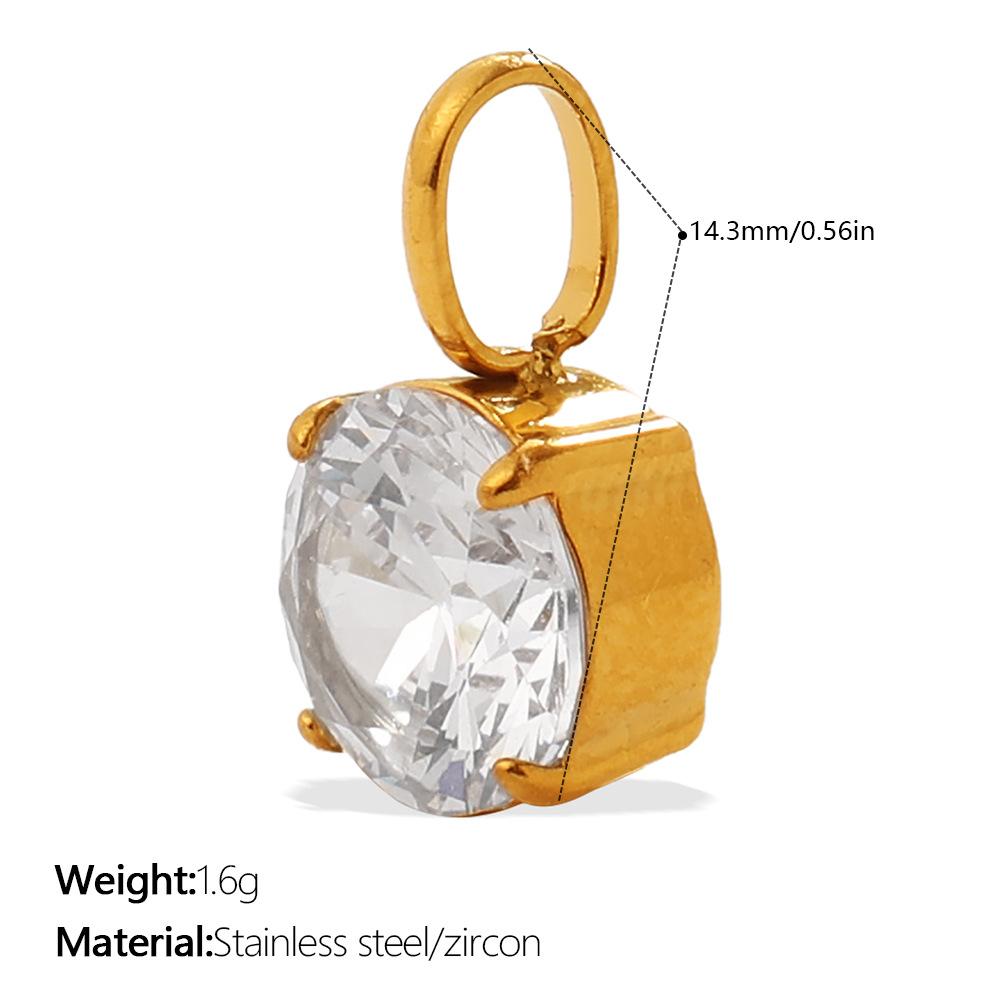 Yori 2Pcs Stainless Steel Gold PVD Plated Cubic Zirconia Pendant for DIY Necklace Bracelet Earring Jewelry Making Accessories