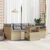 VidaXL 7-piece Garden Sofa Set with Beige Cushions Poly Rattan Acacia 3349286