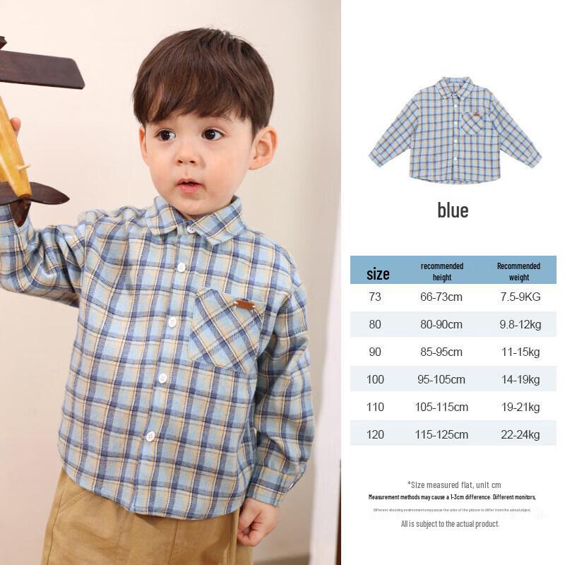 LUSON Baby Boy's 2026 Spring Autumn Retro Plaid Long Sleeve Shirt
