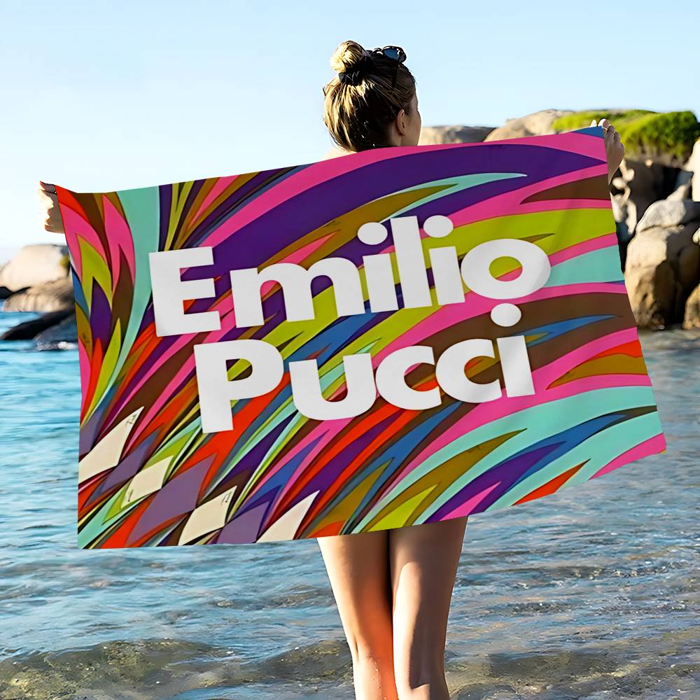 E-emilio P-pucci Logo Bath Towel Microfiber Soft Water Absorbing Breathable For Girl Kids Decorative Cartoon Beach Towel