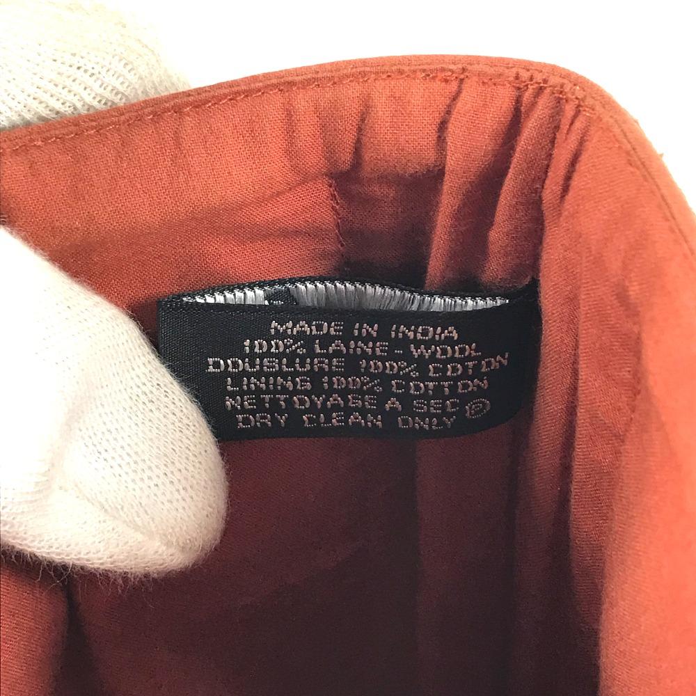 HERMES Amedaba PM Mini Bag Mini Tote Handbag Hand Bag wool / Leather Orange