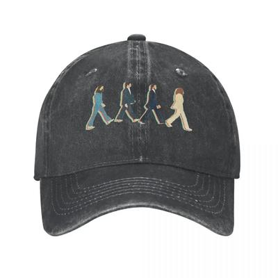 Casquettes de Baseball Musique de Route Décontractée The Beatle Style Unisexe Headwear en Denim Usé Chapeaux de Voyage d'Extérieur Casquette à Ajustement Réglable